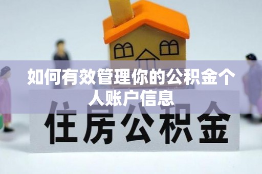 南票如何有效管理你的公积金个人账户信息